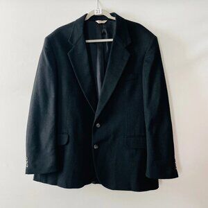 VTG Hunt Valley Mens Black Camel Hair Single Breasted Classic Blazer Size 44R